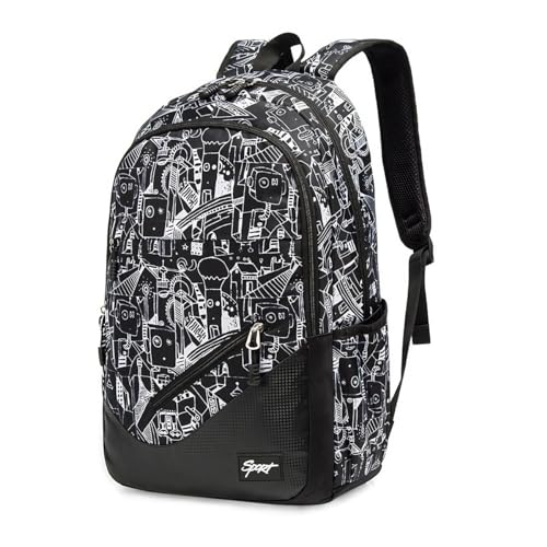GUSTAVE Travel Backpack 16'' Casual Backpack Nylon Backpack School Students Backpack Lightweight Fashion Graffiti Print Black Backpack Outdoor Travel Backpack Laptop Backpack GUSTAVE Travel Backpack 16'' Casual Backpack Nylon Backpack School Students Backpack Lightweight Fashion Graffiti Print Black Backpack Outdoor Travel Backpack Laptop Backpack